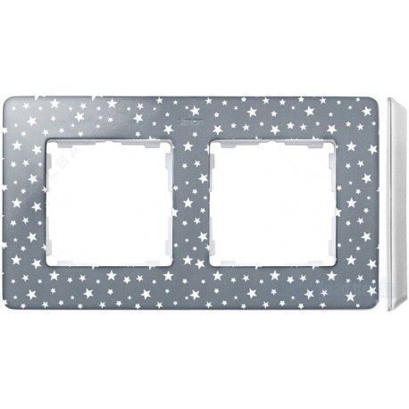 MARCO 2 ELEMENTOS COLOR ESTRELLAS GRIS BASE BLANCO SIMON 82 DETAIL 8200620-223