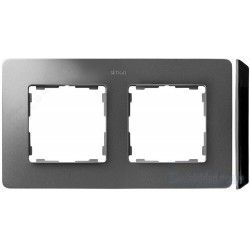MARCO 2 ELEMENTOS COLOR ALUMINIO BASE NEGRO SIMON 82 DETAIL 8200620-293