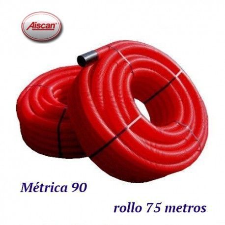 TUBO CORRUGADO ROJO PARA SEÑALIZACION METRICA 90 ROLLO 75 METROS AISCAN DRL-90