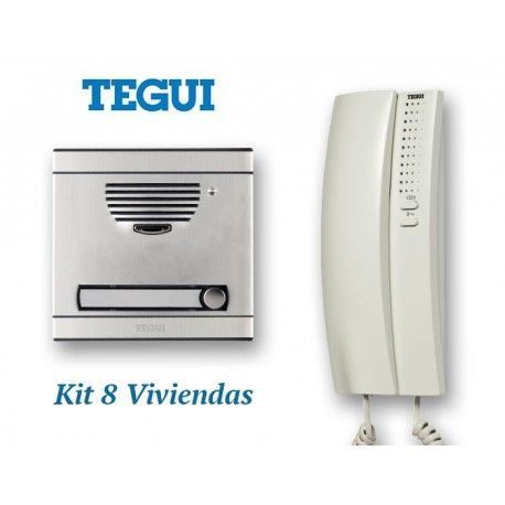 KIT DE PORTERO AUTOMATICO CONVENCIONAL 8 VIVIENDAS A8 + TELEFONILLOS SERIE 7 TEGUI 375018