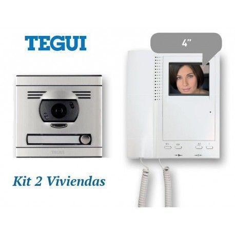 KIT DE VIDEO PORTERO CONVENCIONAL 2 VIVIENDAS MONITOR COLOR SERIE 7 TEGUI 375047
