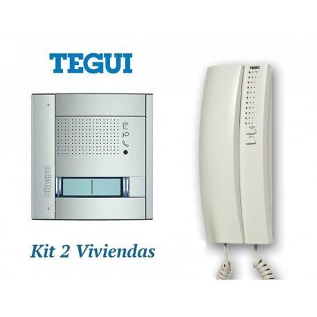 KIT DE PORTERO AUTOMATICO 2 VIVIENDAS AUDIO 2 HILOS SFERA NEW TEGUI 376112