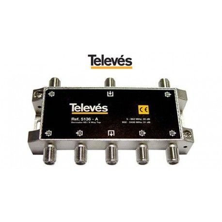 DERIVADOR INTERIOR 6 DIRECCIONES 20DB TIPO A CONECTORES F TELEVES 5136