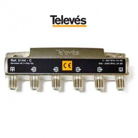 DERIVADOR INTERIOR 4 DIRECCIONES 24DB CONECTOR F TELEVES 5144