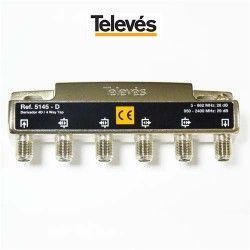 DERIVADOR INTERIOR 4 DIRECCIONES 28/29DB TIPO F CONECTOR F TELEVES 5145