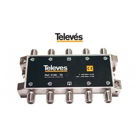 DERIVADOR INTERIOR 8 DIRECCIONES 18DB TIPO TA CONECTOR F TELEVES 5146
