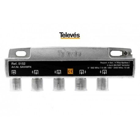 REPARTIDOR 4 SALIDAS 7,5/10DB 5/2400MHZ TELEVES 5152