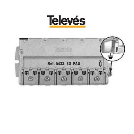 REPARTIDOR 8 DIRECCIONES 13/16DB + PAU EASYF TELEVES 5433