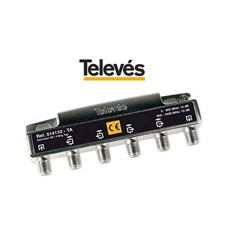 DERIVADOR INTERIOR 4 SALIDAS 12DB CONECTOR F 5/2400MHZ TELEVES 514110