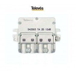 DERIVADOR INTERIOR 2 SALIDAS 12DB CONECTOR F 5/2400MHZ TELEVES 542503