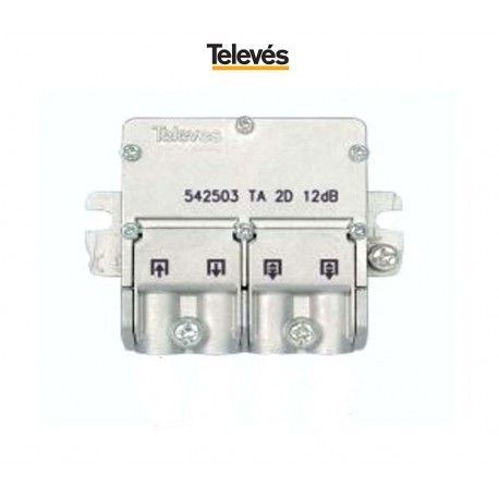 DERIVADOR INTERIOR 2 SALIDAS 12DB CONECTOR F 5/2400MHZ TELEVES 542503