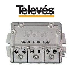 DERIVADOR INTERIOR 4 DIRECCIONES 17DB CONECTOR F TELEVES 544502