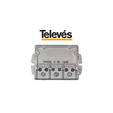 DERIVADOR INTERIOR 4 DIRECCIONES 17DB CONECTOR F TELEVES 544502