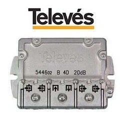 DERIVADOR INTERIOR 4 DIRECCIONES 20DB CONECTOR F TELEVES 544602