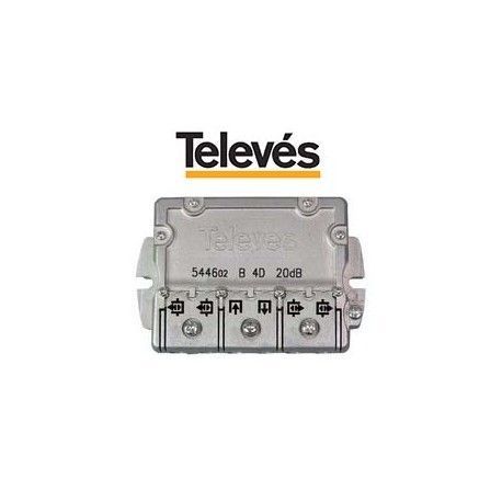 DERIVADOR INTERIOR 4 DIRECCIONES 20DB CONECTOR F TELEVES 544602