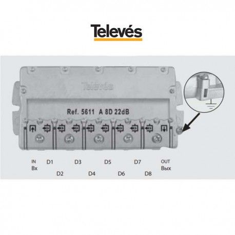 DERIVADOR 8 SALIDAS 22DB SMATV TIPO TA EASYF TELEVES TELEVES 5611