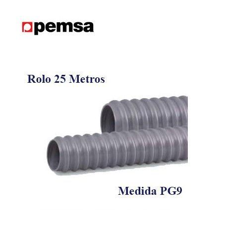TUBO HELICOIDAL DE PVC METRICA PG-9 ROLLO 25 METROS PEMSA THPPG9