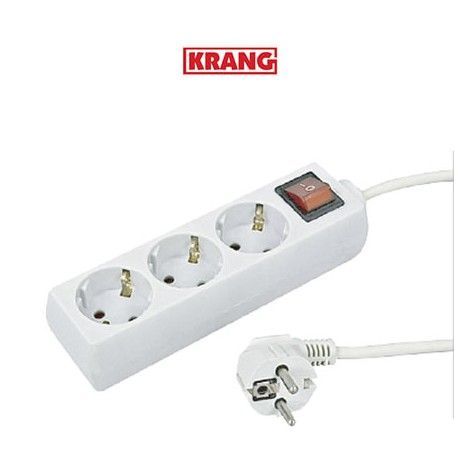 REGLETA ALARGADERA 3 TOMAS MANGUERA 3X1MM Y 1,5 METROS CON INTERRUPTOR KRANG K19222