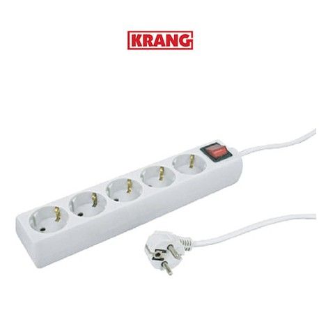 REGLETA ALARGADERA 5 TOMAS MANGUERA 3X1MM Y 1,5 METROS CON INTERRUPTOR KRANG K19224