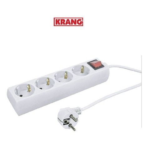 REGLETA ALARGADERA 4 TOMAS MANGUERA 3X1,5MM Y 3 METROS CON INTERRUPTOR Y TOMA TIERRA KRANG K19334