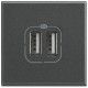 TOMA USB DOBLE ANTRACITA PARA CARGADOR BTICINO AXOLUTE HS4285C2