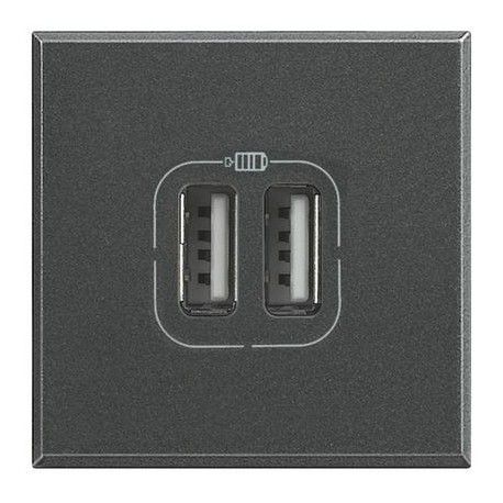 TOMA USB DOBLE ANTRACITA PARA CARGADOR BTICINO AXOLUTE HS4285C2