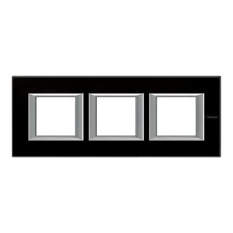 MARCO 3 ELEMENTOS CRISTAL NEGRO BTICINO AXOLUTE HA4802M3HVNN