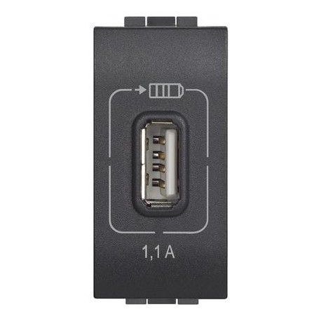 CARGADOR USB ESTRECHO ANTRACITA BTICINO LIVINGLIGHT L4285C1