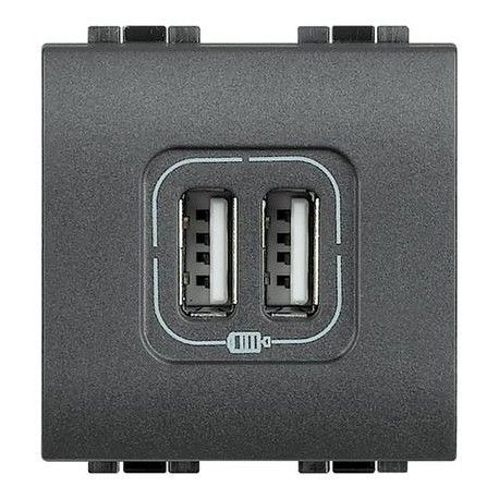 CARGADOR USB BOBLE ANTRACITA BTICINO LIVINGLIGHT L4285C2