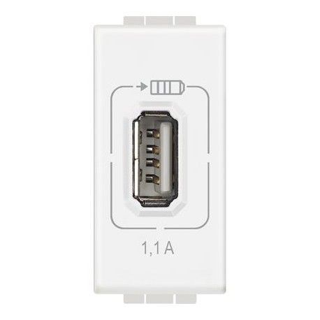 CARGADOR USB ESTRECHO BLANCO BTICINO LIVINGLIGHT N4285C1