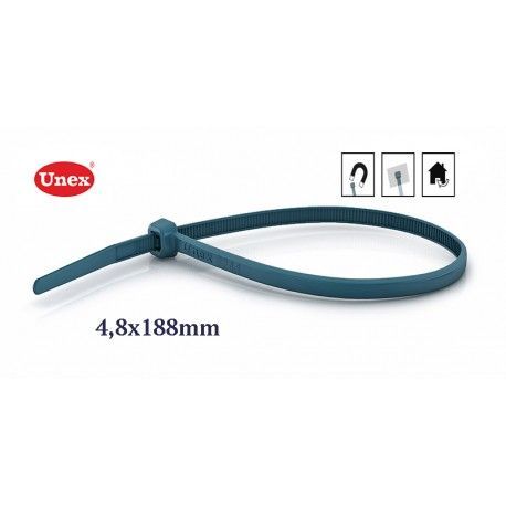 BRIDA AZUL DE POLIAMIDA U62X 4,8x188 MM BOLSA 100 UD. UNEX 2244DT
