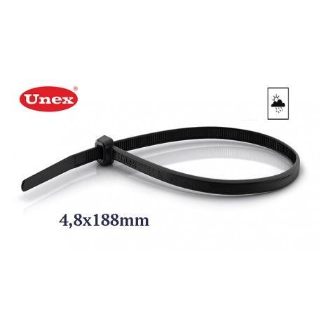 BRIDA NEGRA DE POLIAMIDA U61X 4,8x188 MM BOLSA 100 UD. UNEX 2244-0