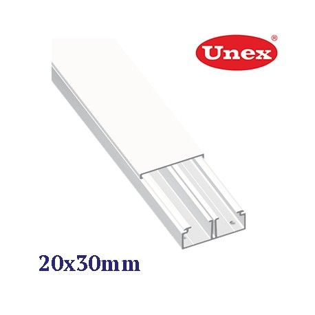 CANALETA BLANCA DOBLE CON TABIQUE 20x30 MM U23X UNEX 78093-2