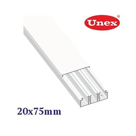 CANALETA BLANCA TRIPLE CON TABIQUES 20x75 MM U23X UNEX 78147-2