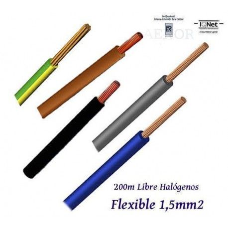 CABLE 1,5MM2 FLEXIBLE 07Z1-K LIBRE HALOGENOS 750V - ROLLO 200 METROS