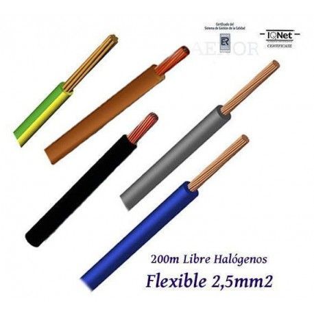 CABLE 2,5MM2 FLEXIBLE 07Z1-K LIBRE HALOGENOS 750V - ROLLO 200 METROS