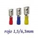 TERMINAL ELECTRICO FASTON PREAISLADO HEMBRA ROJO 1,5/6,3MM K50045