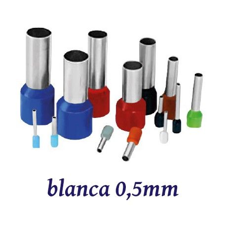 PUNTERA ELECTRICA AISLADA BLANCA PARA CABLE DE 0,5MM K50090