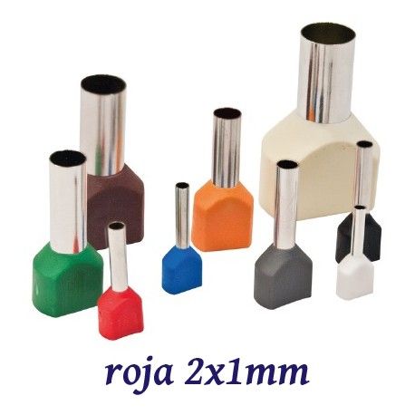 PUNTERA ELECTRICA DOBLE AISLADA ROJA PARA CABLE DE 2X1MM K50082