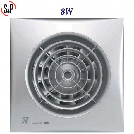 EXTRACTOR DE BAÑO GRIS 8W S&P SILENT-100 CZ SILVER