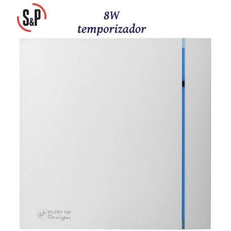 EXTRACTOR DE BAÑO BLANCO 8W CON TEMPORIZADOR S&P SILENT-100 CRZ DESIGN