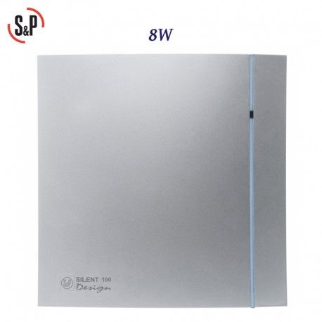 EXTRACTOR DE BAÑO GRIS 8W S&P SILENT-100 CZ SILVER DESIGN