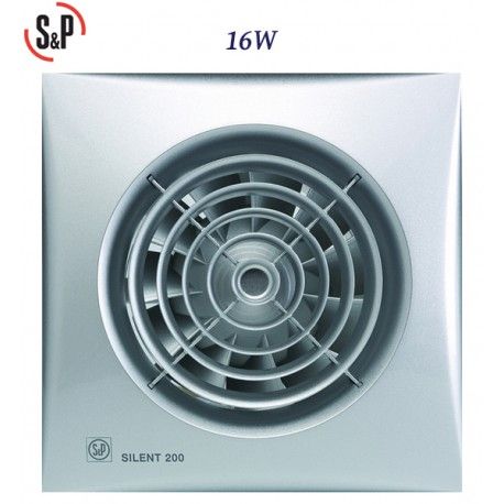 EXTRACTOR DE BAÑO GRIS 16W S&P SILENT-200 CZ SILVER