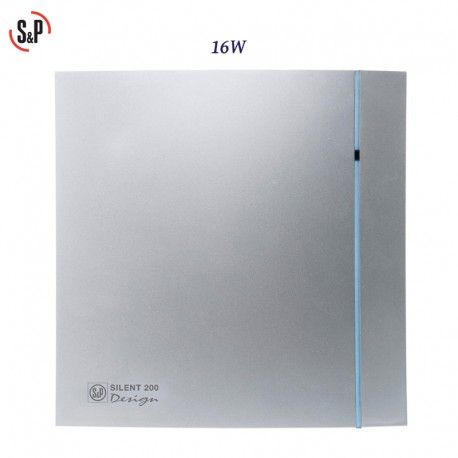 EXTRACTOR DE BAÑO GRIS 16W S&P SILENT-200 CZ SILVER DESIGN-3C