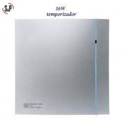 EXTRACTOR DE BAÑO GRIS 16W CON TEMPORIZADOR S&P SILENT-200 CRZ SILVER DESIGN-3C
