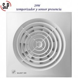 EXTRACTOR DE BAÑO BLANCO 29W TEMPORIZADOR Y DETECTOR PRESENCIA S&P SILENT-300 CHZ