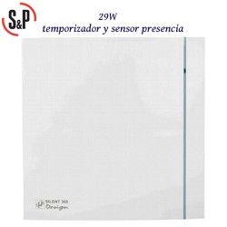 EXTRACTOR DE BAÑO BLANCO 29W TEMPORIZADOR Y DETECTOR PRESENCIA S&P SILENT-300 CHZ DESIGN-3C