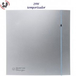 EXTRACTOR DE BAÑO GRIS 29W CON TEMPORIZADOR S&P SILENT-300 CRZ SILVER DESIGN-3C