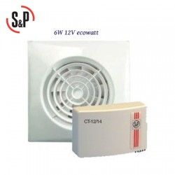 EXTRACTOR DE BAÑO BLANCO 12V 6W S&P SILENT-100 CZ 12VDC ECOWATT + CT-12/6