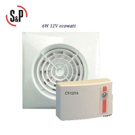 EXTRACTOR DE BAÑO BLANCO 12V 6W S&P SILENT-100 CZ 12VDC ECOWATT + CT-12/6